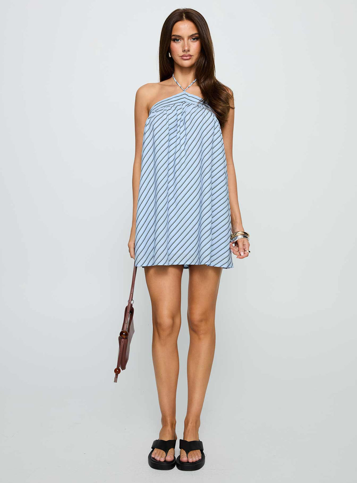 Moonlit Mini Dress Blue Stripe