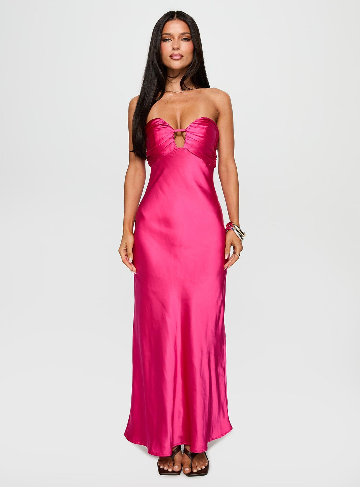 Cyprian Strapless Maxi Dress Hot Pink