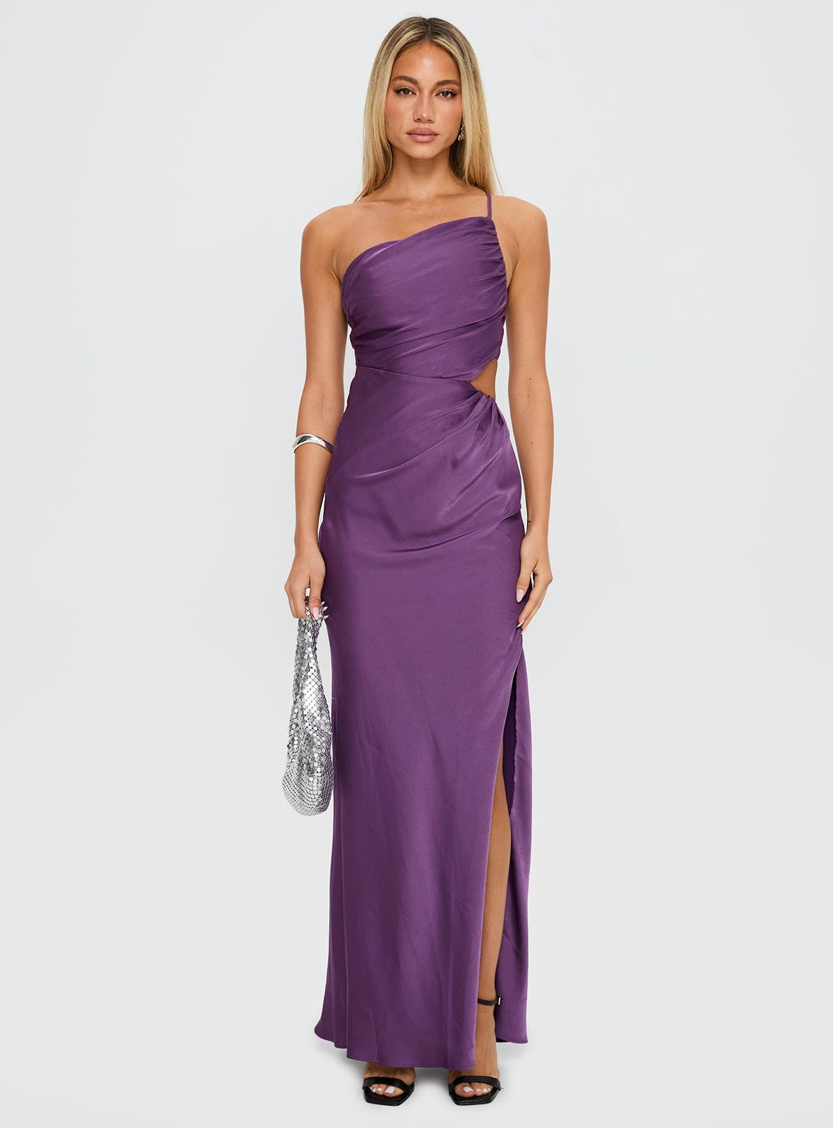 Leading Role One Shoulder Maxi Dress Purple