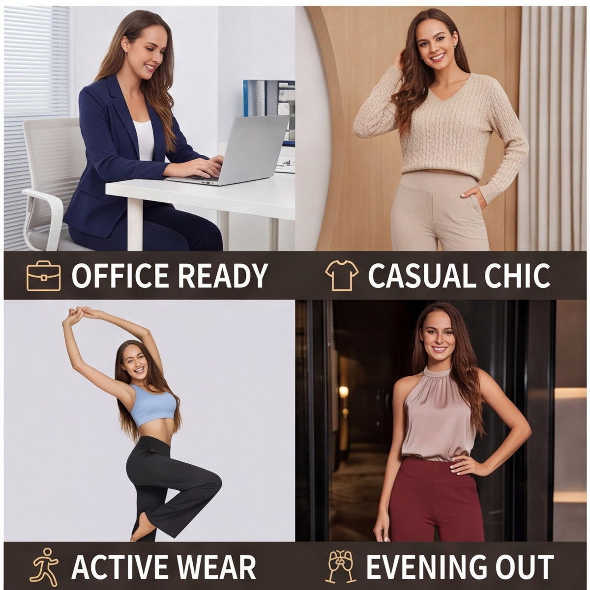 Women’s High-Waisted Wide-Leg Pants – Flattering, Comfortable & Stylish with Pockets