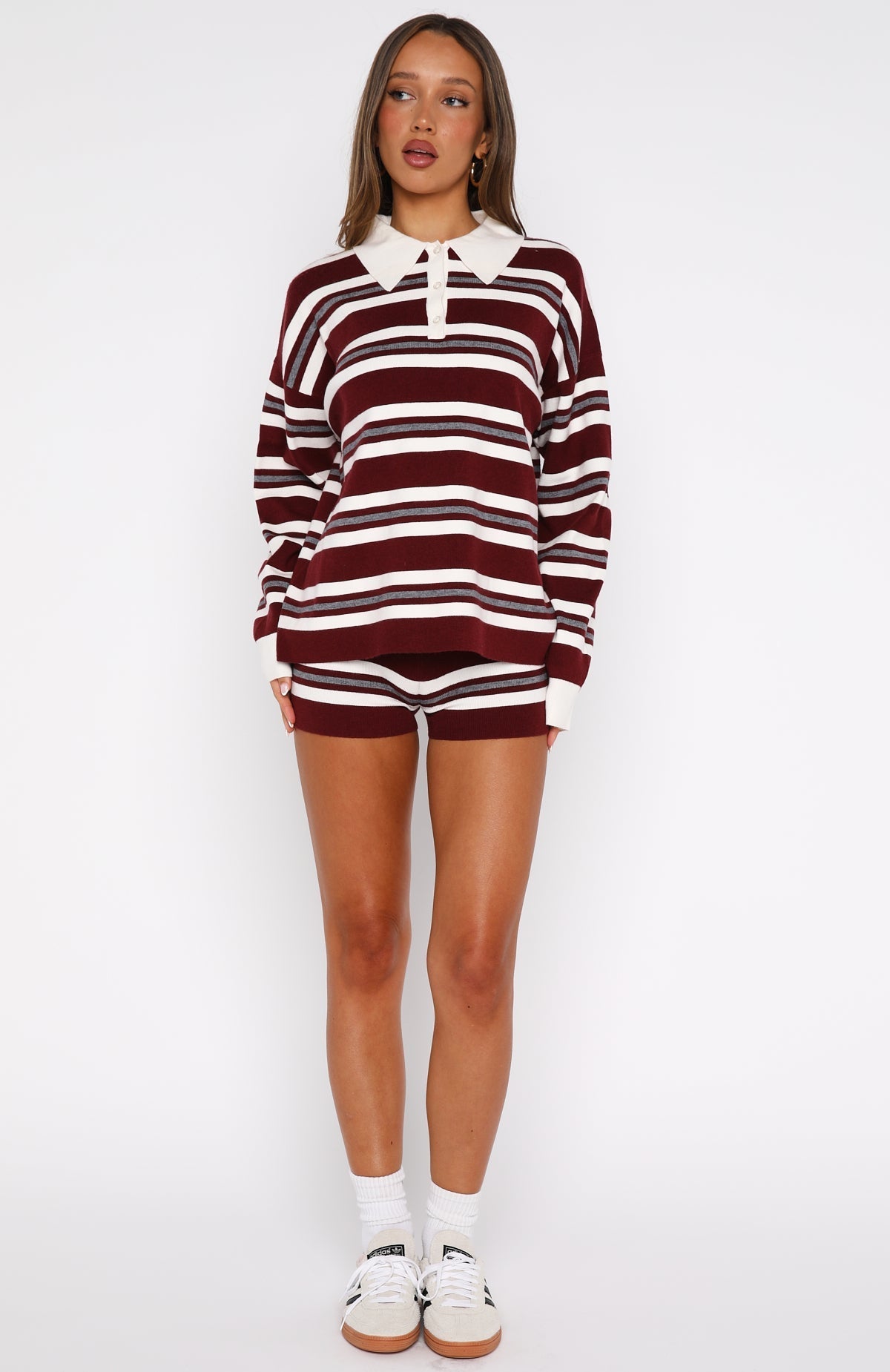It's Ok, I'm Ok Knit Sweater Wine Stripe