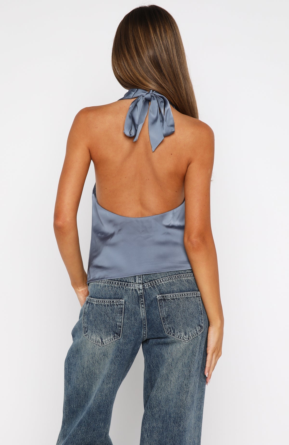 Tell Me It's Nothing Halter Top Slate Grey