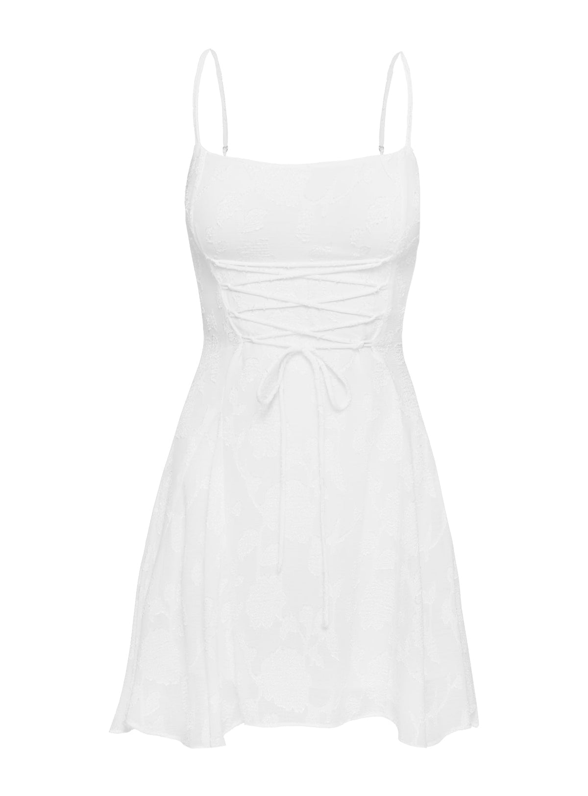 Wispie Lace Up Mini Dress White