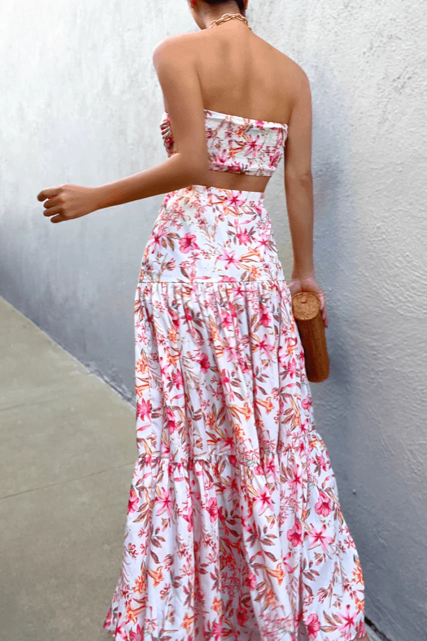 Ayla Maxi Skirt - White Floral
