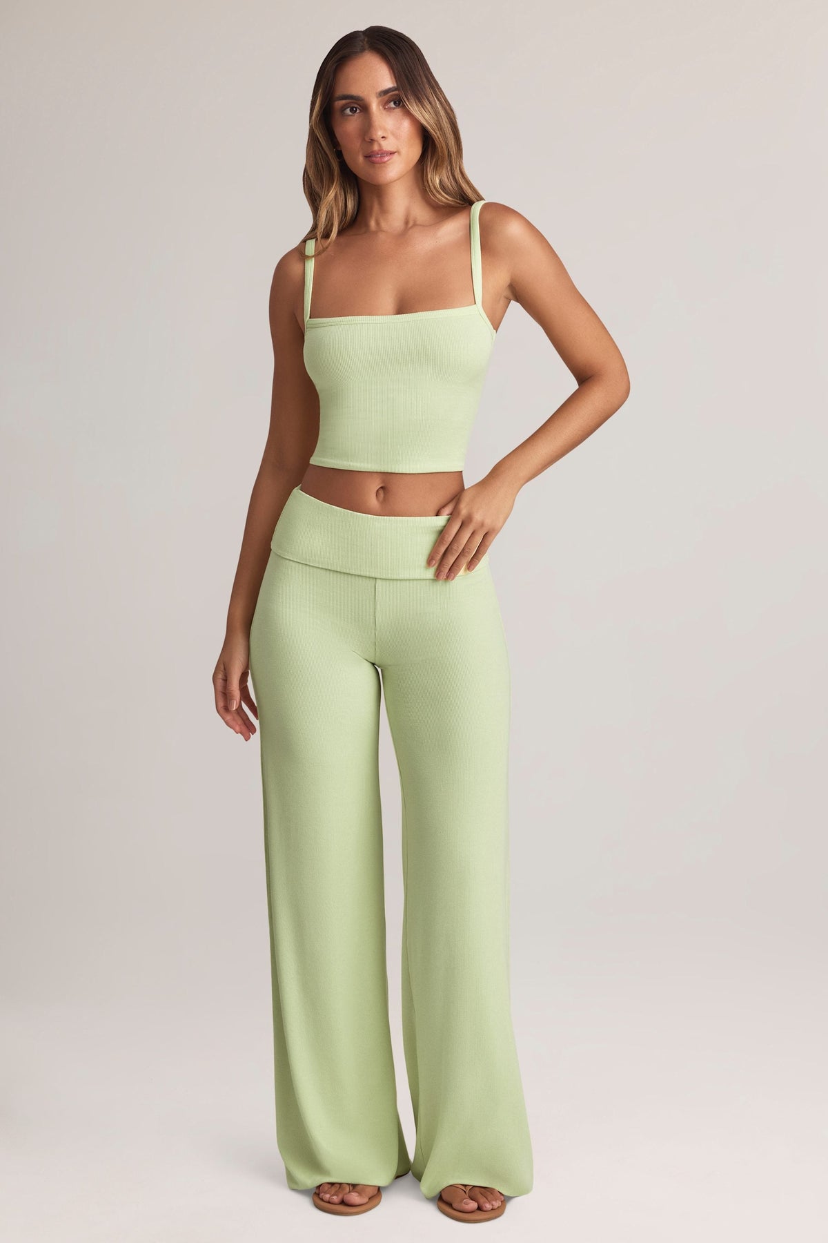 Modal Square-Neck Camisole Top in Sage Green