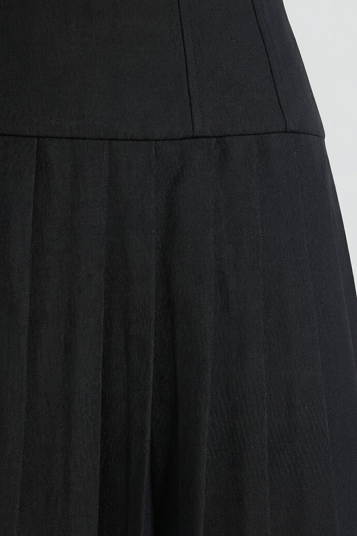 Brushed Twill Drop Waist Kilt Mini Dress in Black