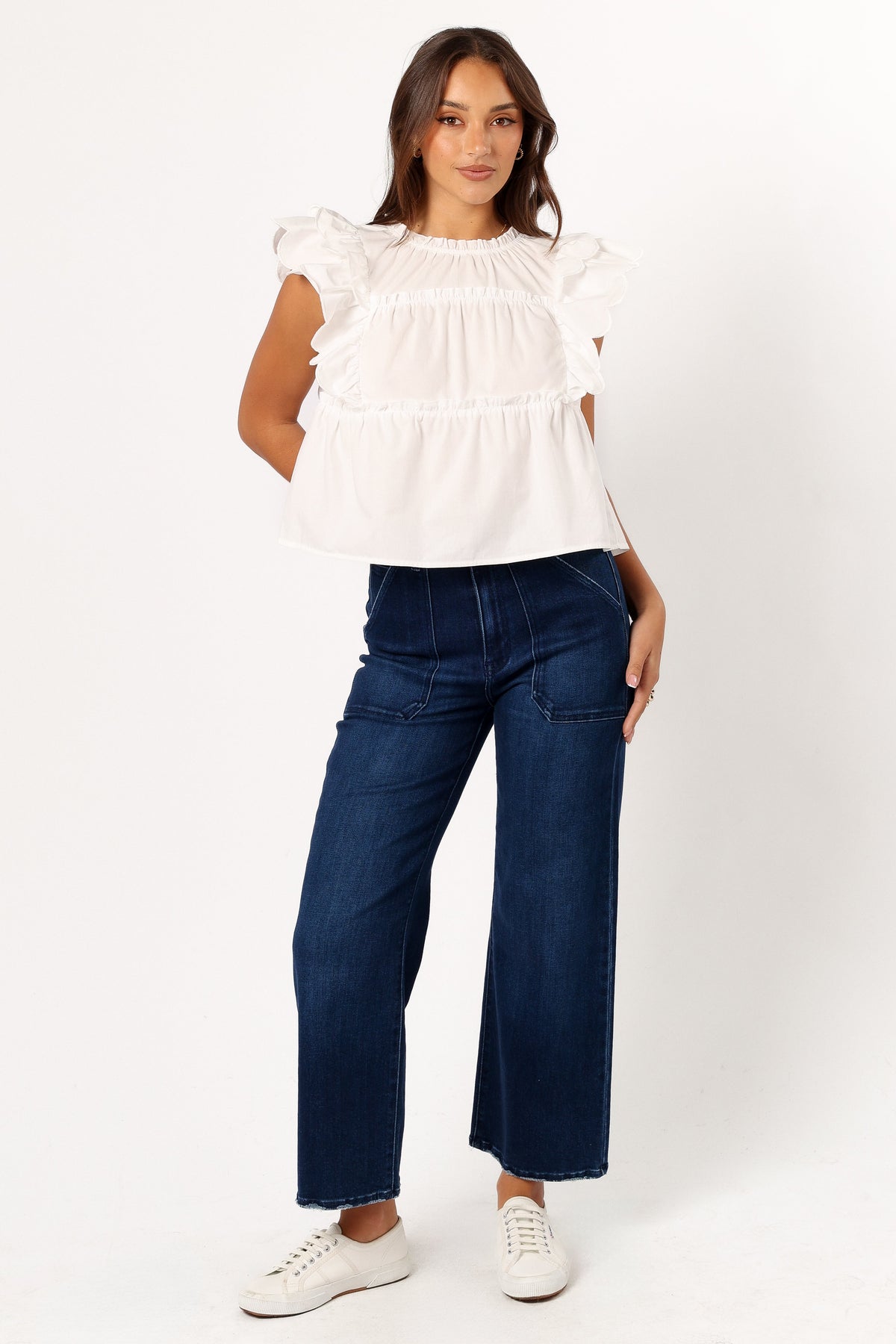 Elaine Ruffle Top - Off White