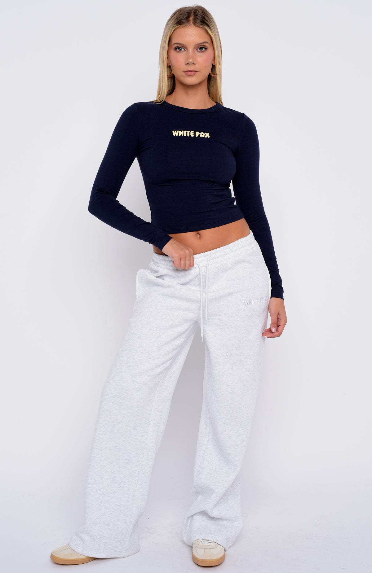 Love Addiction Long Sleeve Baby Tee Navy