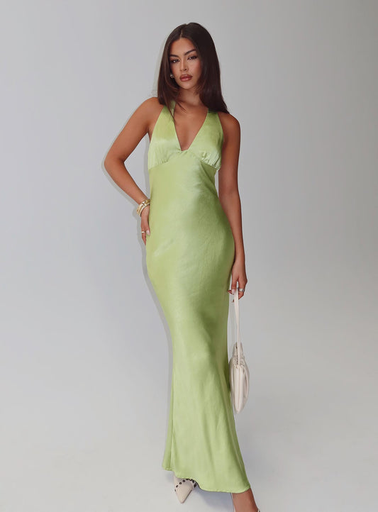 Gloriana Halter Maxi Dress Green