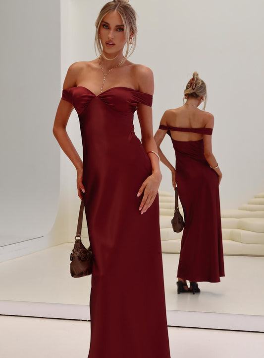 Heartthrobs Off The Shoulder Maxi Dress Red