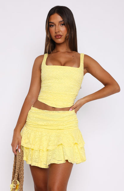Let's Have Some Fun Lace Mini Skirt Lemon