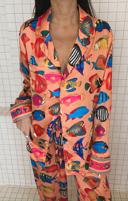 Classic PJ Set ~ Coral Rainbow Reef Silky