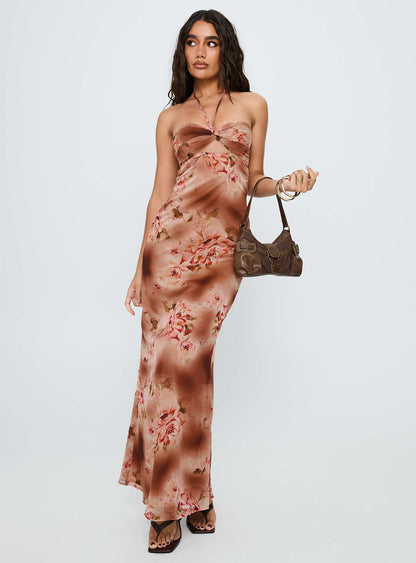 Saye Halter Twist Maxi Dress Multi