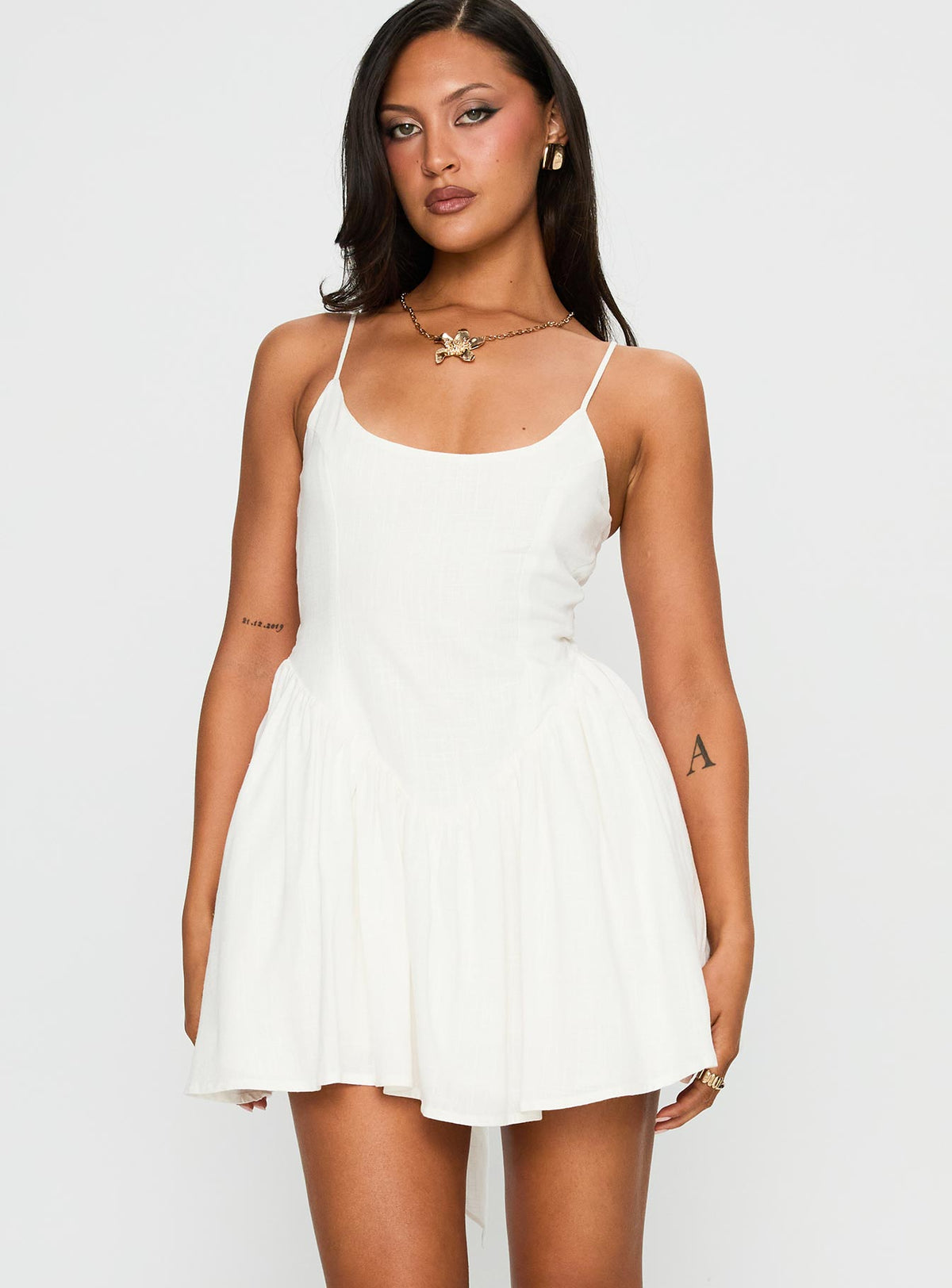 Angel Wings Tie Up Mini Dress White