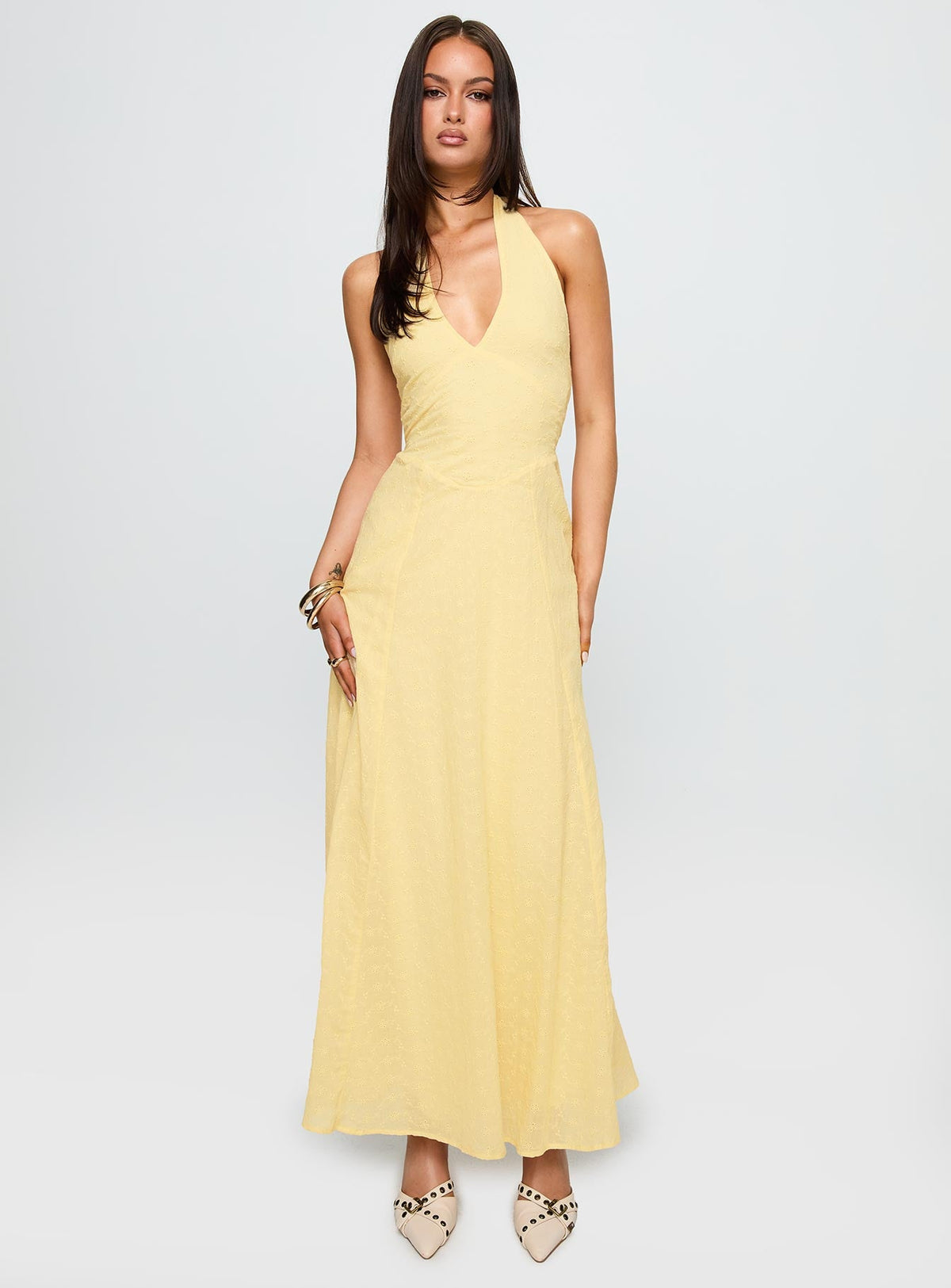 Summer State Halter Maxi Dress Yellow