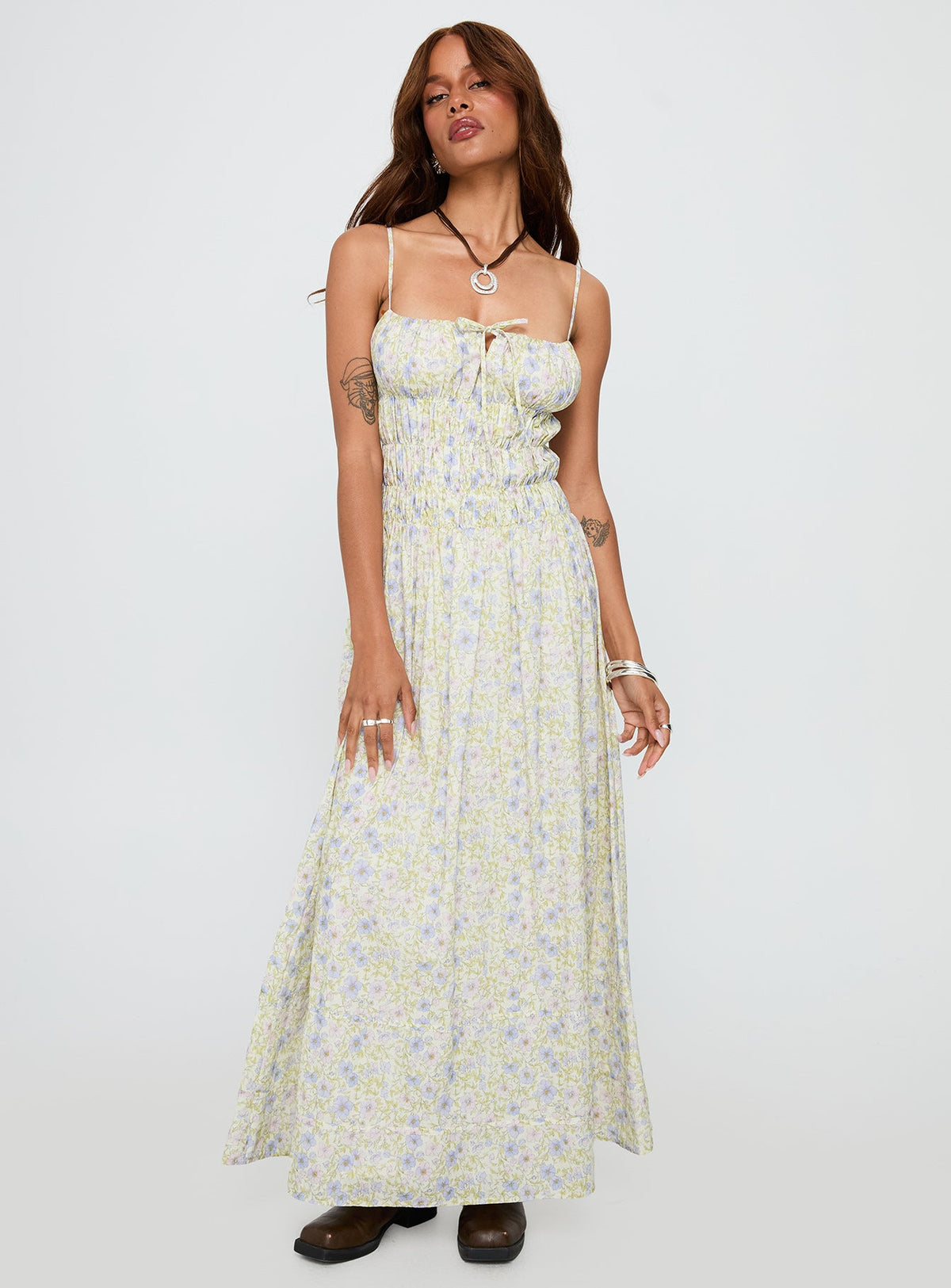 Loralei Shirred Maxi Dress Floral