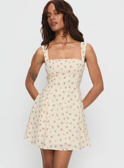 Xanthus Mini Dress Yellow Floral