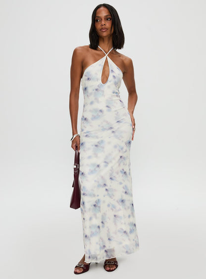 Walk On Water Halter Maxi Dress White