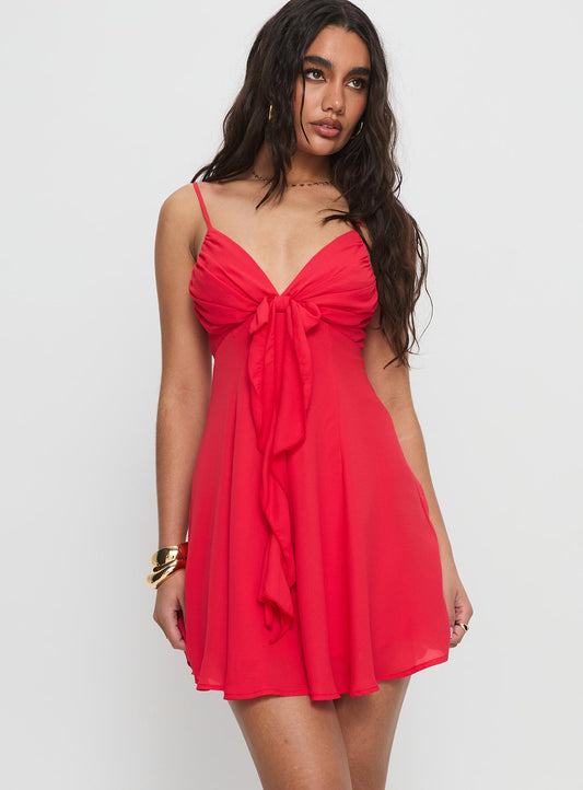 Moon Quartz Mini Dress Red