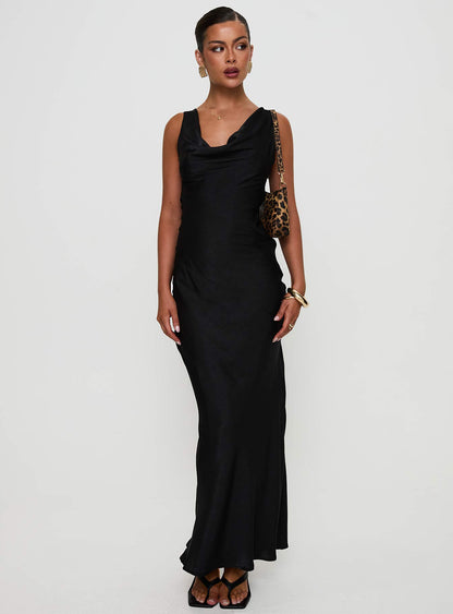 Make Memories Cowl Neck Maxi Dress Black