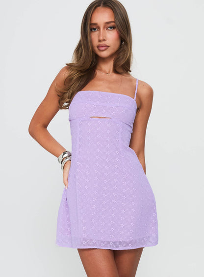 Shelley Embroidered Mini Dress Lilac