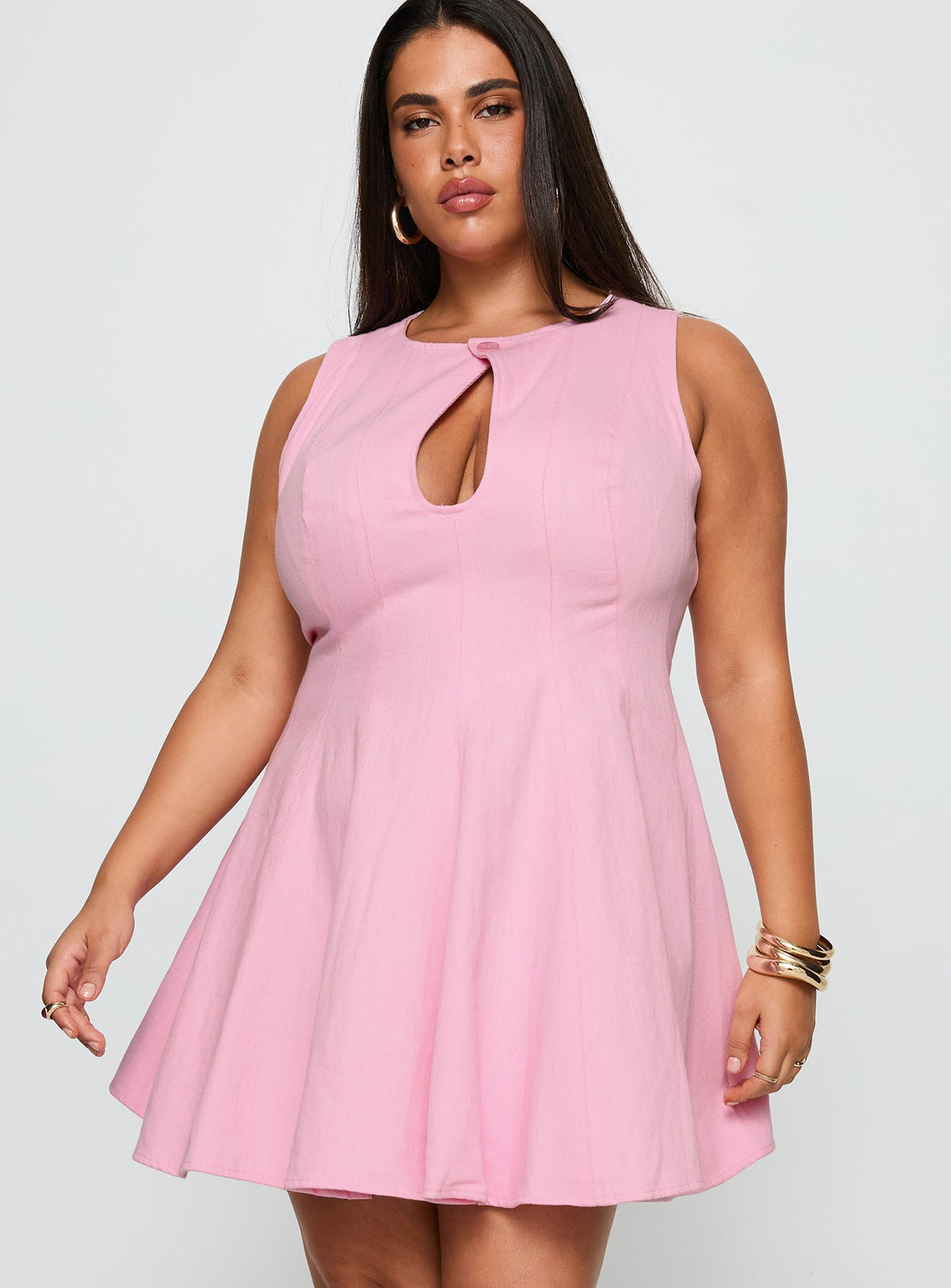 Precedence Keyhole Mini Dress Pink Curve