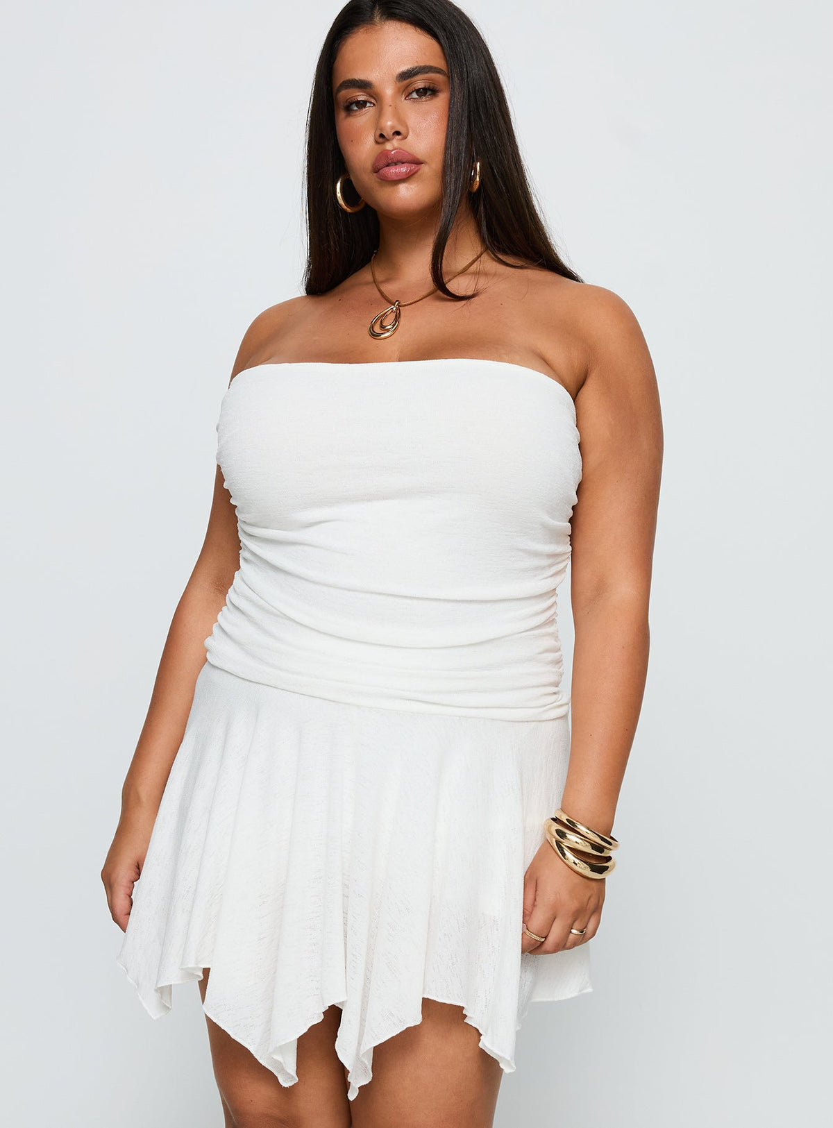 Minxie Strapless Playsuit White Curve
