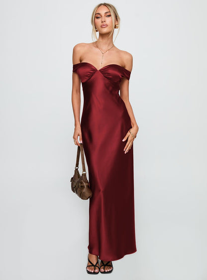 Heartthrobs Off The Shoulder Maxi Dress Red