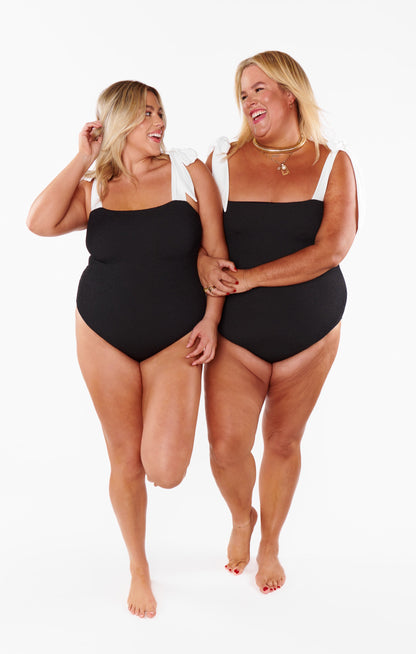 Hudson One Piece ~ Black Scrunch with White Bow