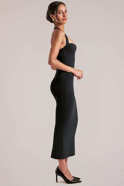Halterneck Midaxi Dress in Black