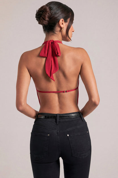 Draped Cowl Top in Cherry Red