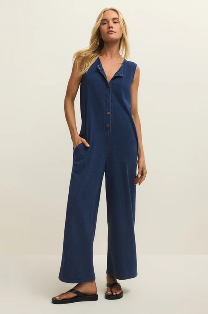 Fiona Jersey Denim Jumpsuit
