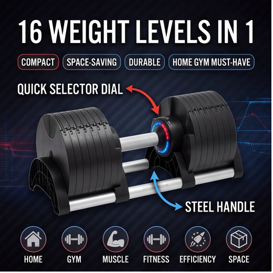 📢LAST CALL: Adjustable Dumbbells – 16 Weight Levels in One Compact Set