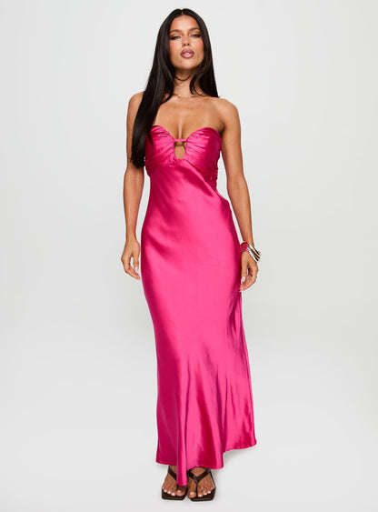 Cyprian Strapless Maxi Dress Hot Pink