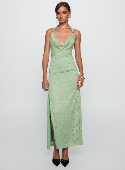 Starfall Halter Maxi Dress Sage