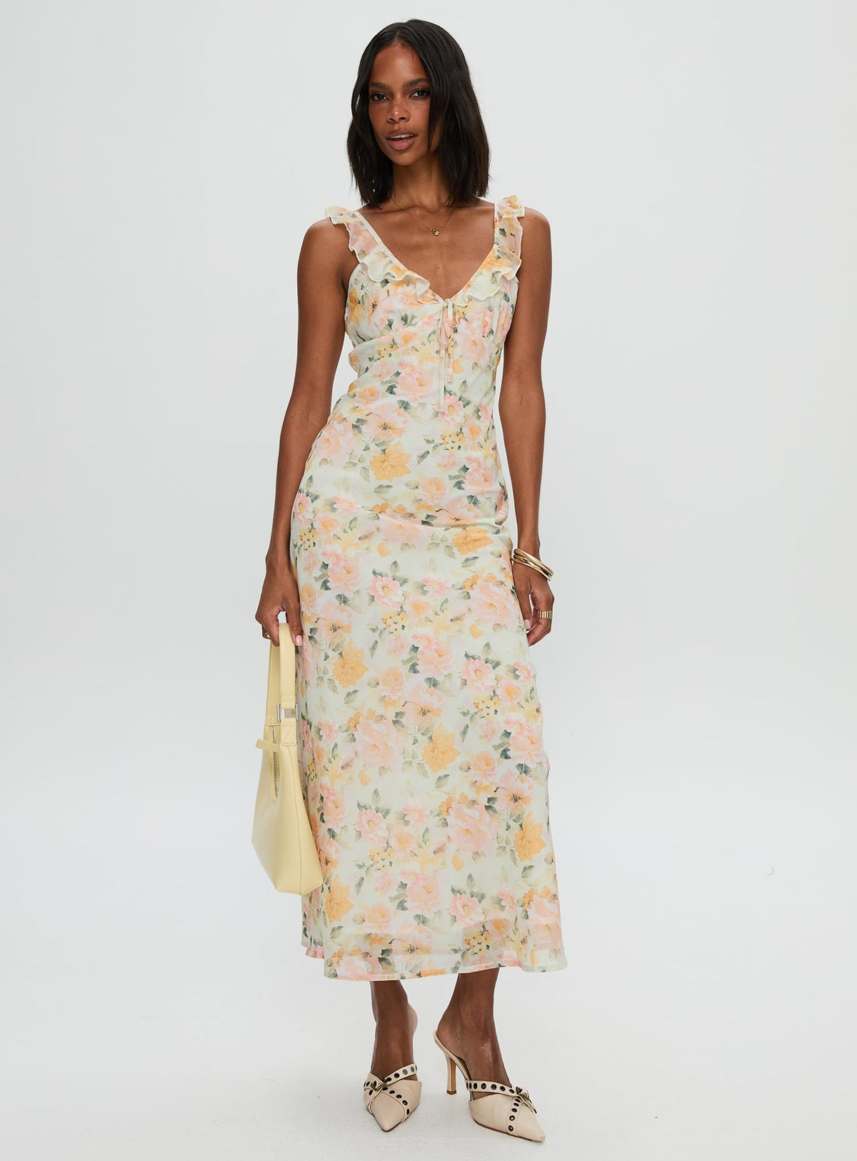 On A Wave Frill Detail Maxi Dress Multi