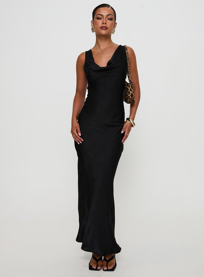 Make Memories Cowl Neck Maxi Dress Black