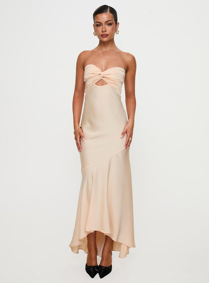 Stand A Chance Twist Detail Maxi Dress Champagne