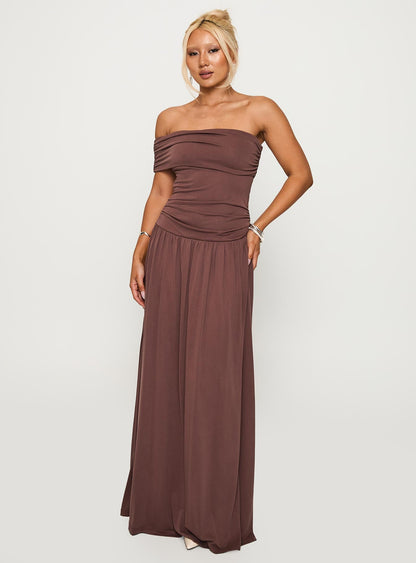 Decadence Strapless Maxi Dress Brown
