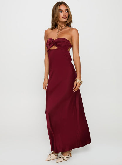 Faviola Strapless Maxi Dress Burgundy
