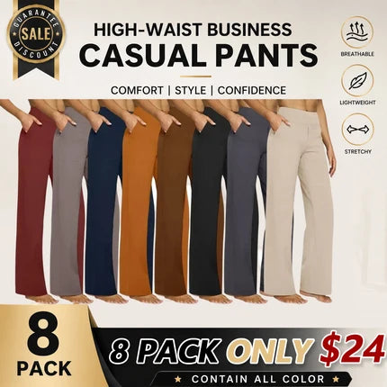 Women’s High-Waisted Wide-Leg Pants – Flattering, Comfortable & Stylish with Pockets