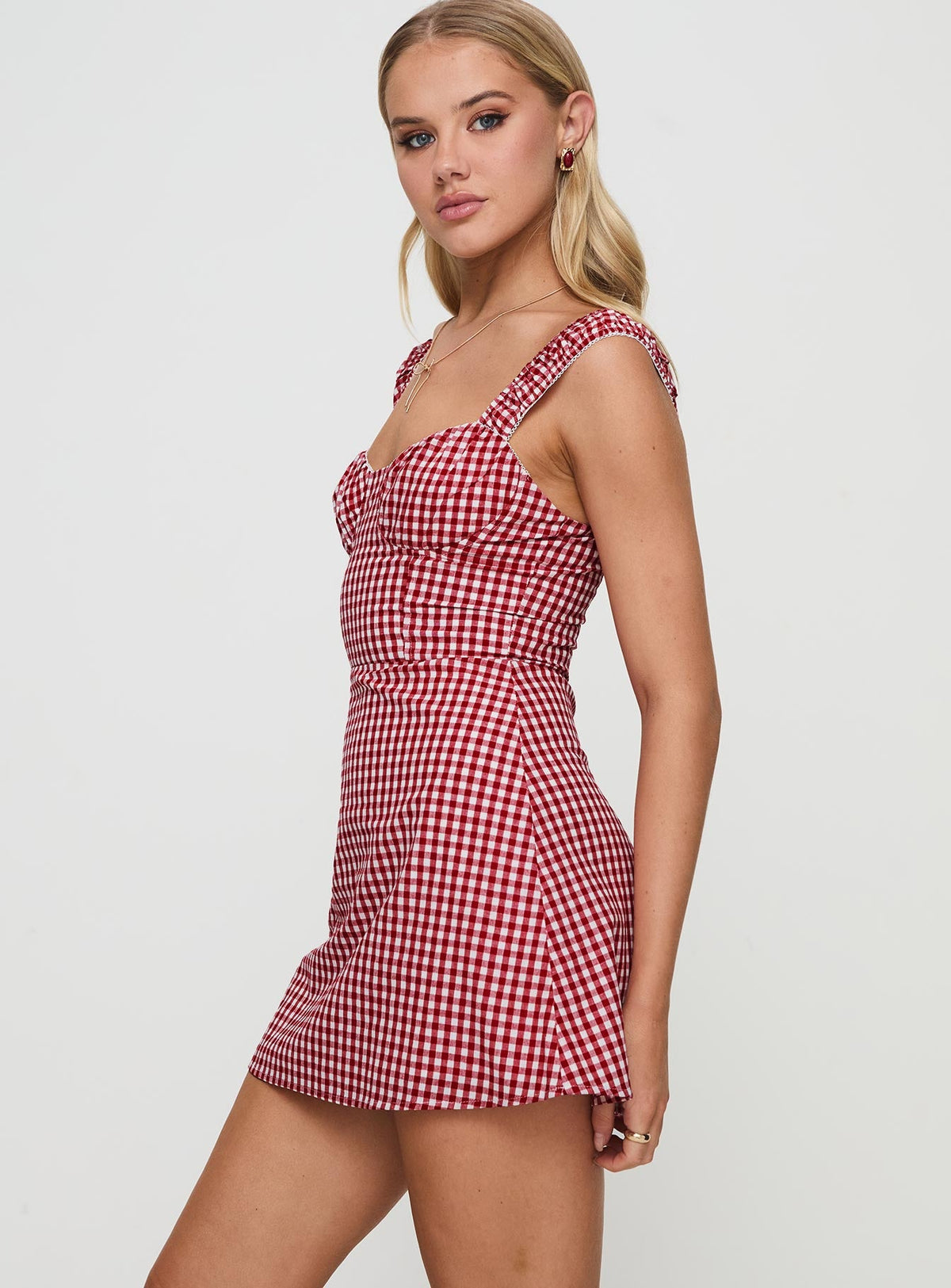 Faubert Mini Dress Red Gingham Petite
