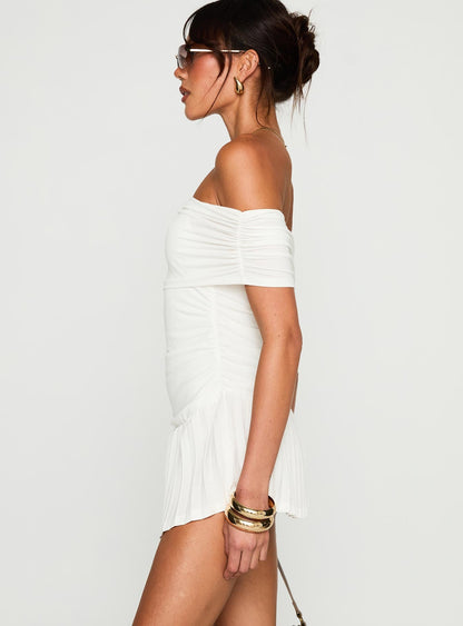 Lucianne Off The Shoulder Mini Dress White