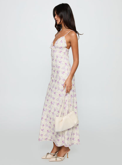 Jessamine Frill Maxi Dress White / Lilac