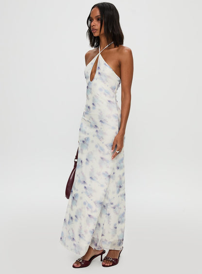 Walk On Water Halter Maxi Dress White