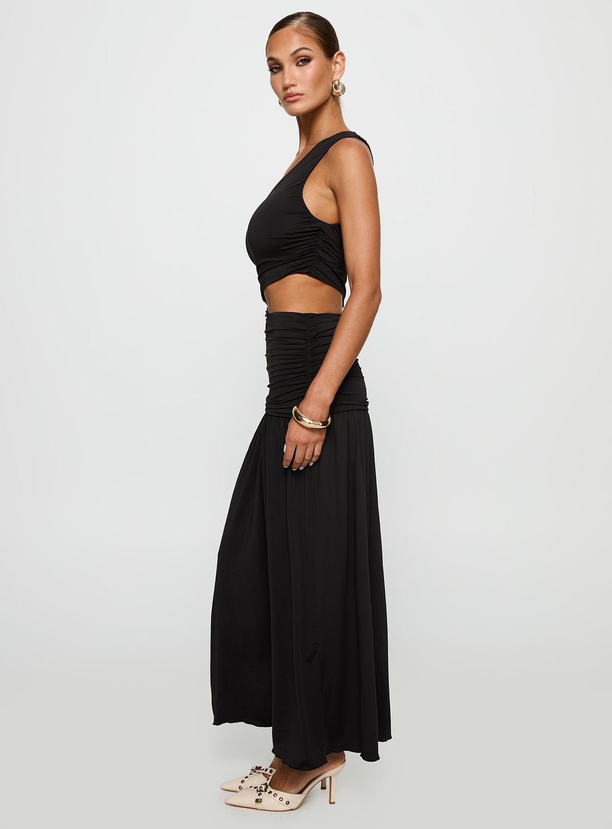 Magnetize Ruched Maxi Dress Black