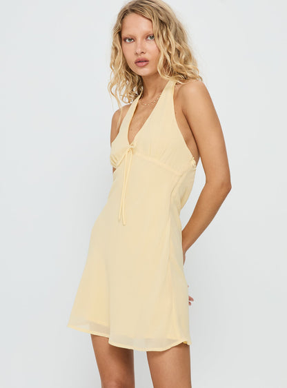 Laraline Halter Mini Dress Lemon