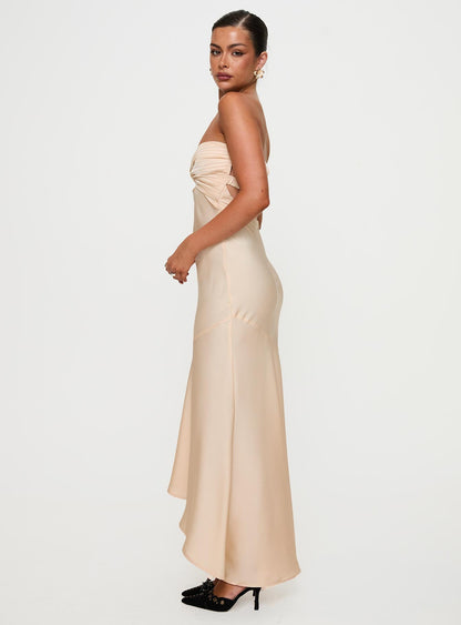Stand A Chance Twist Detail Maxi Dress Champagne