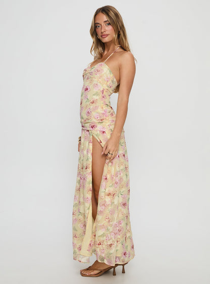 Deserae Halter Maxi Dress Floral Multi