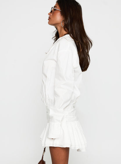 Girls Girls Girls Long Sleeve Mini Dress White